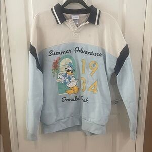 Disney Men's Crewneck Sweater - Light Blue and Cream